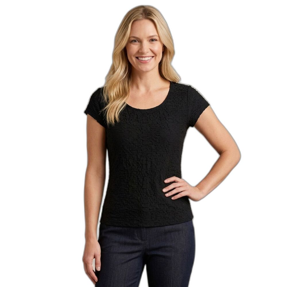 Textured Stretch Top with Cap Sleeves